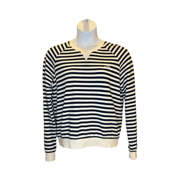 The Upside Navy and White Stripe Long Sleeve Pullover T-shirt Coastal sweatshirt - Picture 7 of 8